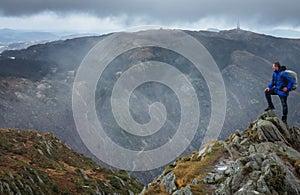 Trekker on top of Mount Ulriken