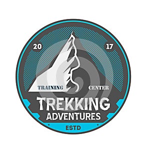 Trekking adventures vintage isolated badge