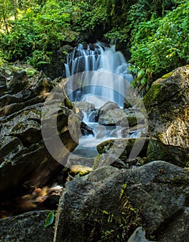 Trekking on beautiful landscape in Brazil with nice waterfall