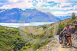 Trekking with bicycle in southern Patagonia