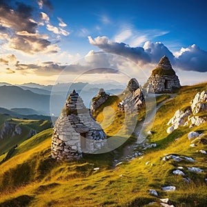 on a trekking day in the Velika Planina or Big