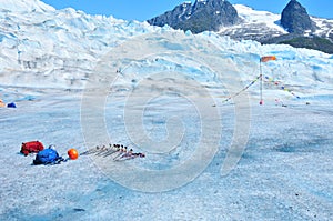 Trekking Equipment on Mendenhall Glacier in Juneau Alaska