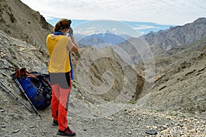 Trekking in the Karakorum mountains near Leh city