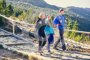 Trekking in mountains.