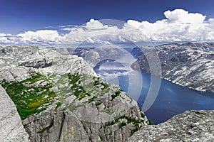 Trekking in Norwegian fiords photo