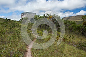 The trekking path to the Hat hill Morro do Chapeu in the region of Chapada Diamantina National Park, Bahia, Brazil. photo