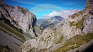 Trekking through the Picos de Europa en route to the Collado Jermoso refuge photo