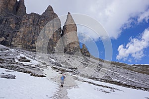 Trekking route at Tre Cime di Lavaredo in Dolomite, Italy