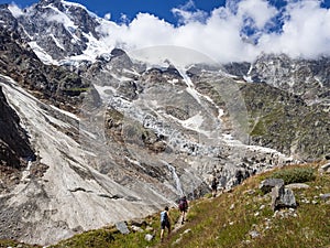 Trekking scene in the Italian alps