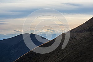 Trekking scene in Lake Como alps