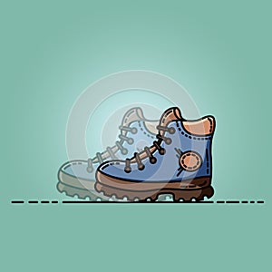 Trekking shoes flat illustration. Vector flat illustration