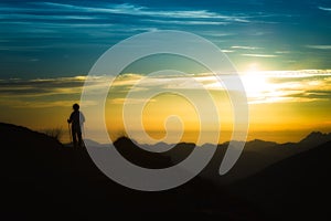 Trekking in silhouette