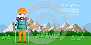 Trekking time concept banner