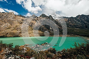 Trekking to Laguna 69 and passing by Laguna de Llanganuco in Peru Cordillera Blanca