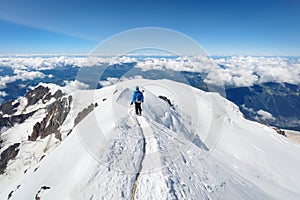 Trekking to the top of Mont Blanc mountain in French Alps