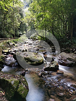 Trekking up to Mahua Waterfall Tambunan, Sabah. Malaysia, Borneo.