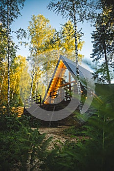 trellis-shaped house in the forest, a place for relax and solitude on weekends