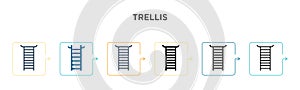 Trellis vector icon in 6 different modern styles. Black, two colored trellis icons designed in filled, outline, line and stroke