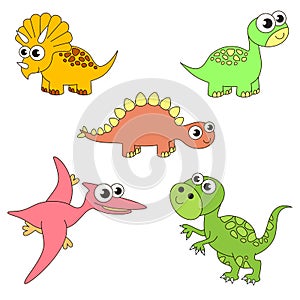 Tremendous dinosaurus dino set, the collection of coloring book template, the group of outline digital elements. photo