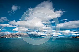 Tremendous view of the lake Hawea in New Zealand photo