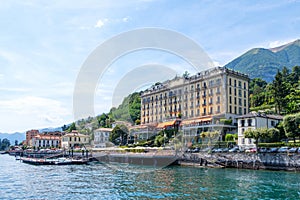 Tremezzo city with big hotel on shore