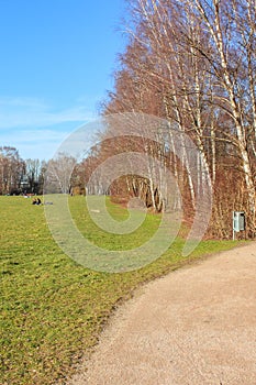 Tremoniapark in Dortmund, North Rhine-Westphalia, Germany. City park photographed on a sunny day in the autumn season. Tree