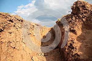 Trench in earth photo