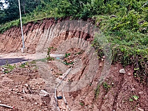 trench erosion on steep cliffs