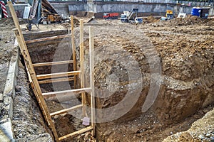 Trench and pit for construction