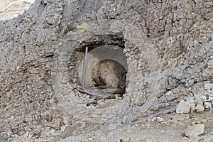 Trenches of the First World War on Lagazuoi mountain, Dolomites, Italy