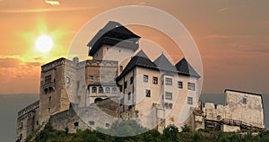 Trencin Castle at sunset