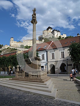 Trencin city castle and town square, Slovakia