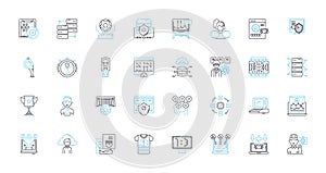 Trend analysis linear icons set. Forecasting, Detection, Monitoring, Analytics, Predictive, Insights, Patterns line