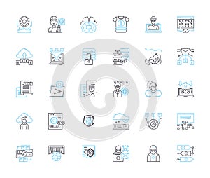 Trend analysis linear icons set. Forecasting, Detection, Monitoring, Analytics, Predictive, Insights, Patterns line