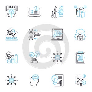 Trend analysis linear icons set. Forecasting, Prediction, Insights, Patterns, Data, Analytics, Projections line vector