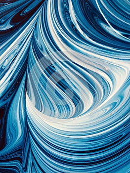 Trend Blue color template. Vertical banner 2020 year pallet. Heart shape white waves. Graphic Design watercolor flow illustration
