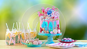 On trend candyland fantasy drip novelty birthday cake