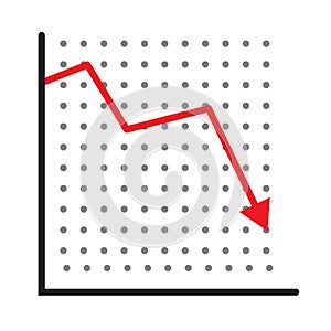 Trend down graph icon. stock icon on white background. flat style. financial market crash icon for your web site design, logo, app