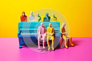 trend music performance colourful concept art people piano modern illustration. Generative AI.