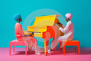 trend music piano art people colourful performance modern concept illustration. Generative AI.