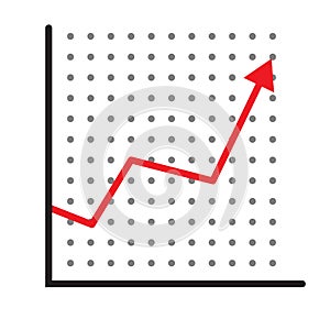 Trend up graph icon. profits sign on white background. flat style. stock sign. growth progress red arrow icon for your web site