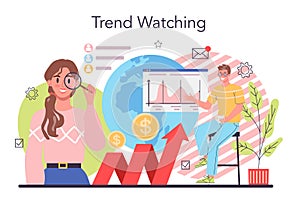 Trend watcher concept. Specialist in tracking the emergence