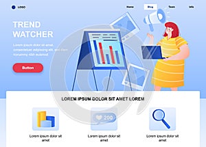 Trend watcher flat landing page design