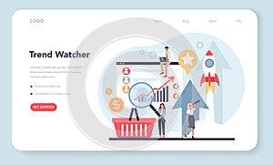 Trend watcher web banner or landing page. Specialist in tracking