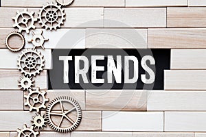 trend word on wood blocks, business concept