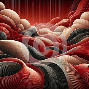 a trending pattern of calming waves-wool like material,varying shades, illustration, 3d render