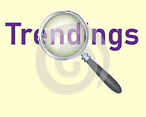 Trendings Text focused with Magnifying Glass Vector