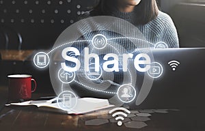 Trends Share Interact Internet Word Concept