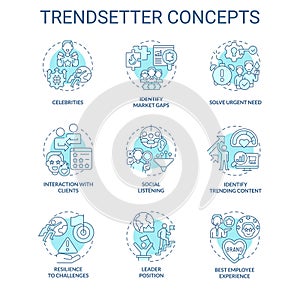 Trendsetter turquoise concept icons set