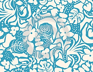 Trendt abstract seamless vector patterns in Matisse style withNature Botanical garden flower abd leaves